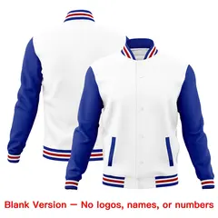 Royal Blue White Raglan Sleeve Cotton Letterman Jacket 6