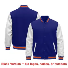 Royal Blue White Raglan Varsity Leather Sleeves Letterman Jacket 2