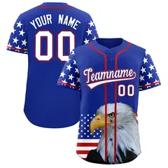 Royal Blue White Red American Flag Graffiti Split Independence Day Baseball Jersey