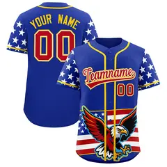 Royal Blue White Red American Flag Graffiti Split Independence Day Baseball Jersey