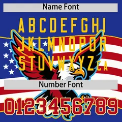 Royal Blue White Red American Flag Graffiti Split Independence Day Baseball Jersey 4