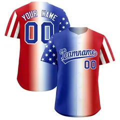 Royal Blue White Red American Flag Graffiti Split Independence Day Baseball Jersey
