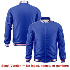 Royal Blue White Red American Flag Independence Day Full Zip Wrinkle-Resistant Jacket 6