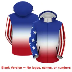 Royal Blue White Red American Flag Independence Day Waterproof Jacket 6