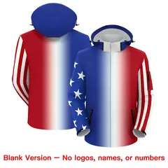 Royal Blue White Red American Flag Independence Day Waterproof Jacket 6