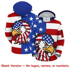 Royal Blue White Red American Flag Independence Day Waterproof Jacket 6