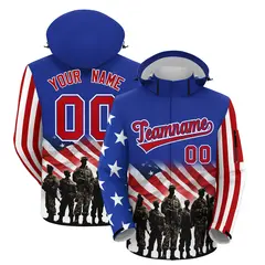 Royal Blue White Red American Flag Independence Day Waterproof Jacket