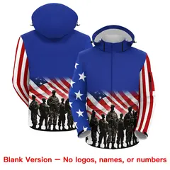 Royal Blue White Red American Flag Independence Day Waterproof Jacket 6