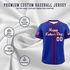 Royal Blue White Red Father's Day Classic Baseball Jersey 3