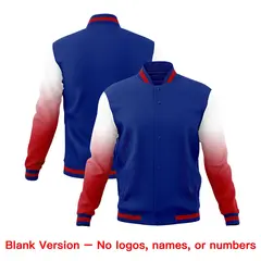 Royal Blue White Red Gradient Raglan Full-Snap Letterman Jacket 7