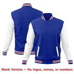 Royal Blue White Red Raglan Sleeve Cotton Letterman Jacket 6