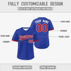Royal Blue White Red Reversible Pullover Baseball Jersey 3