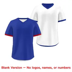 Royal Blue White Red Reversible Pullover Baseball Jersey 9