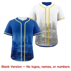 Royal Blue White Reversible City Graffiti Baseball Jersey 8