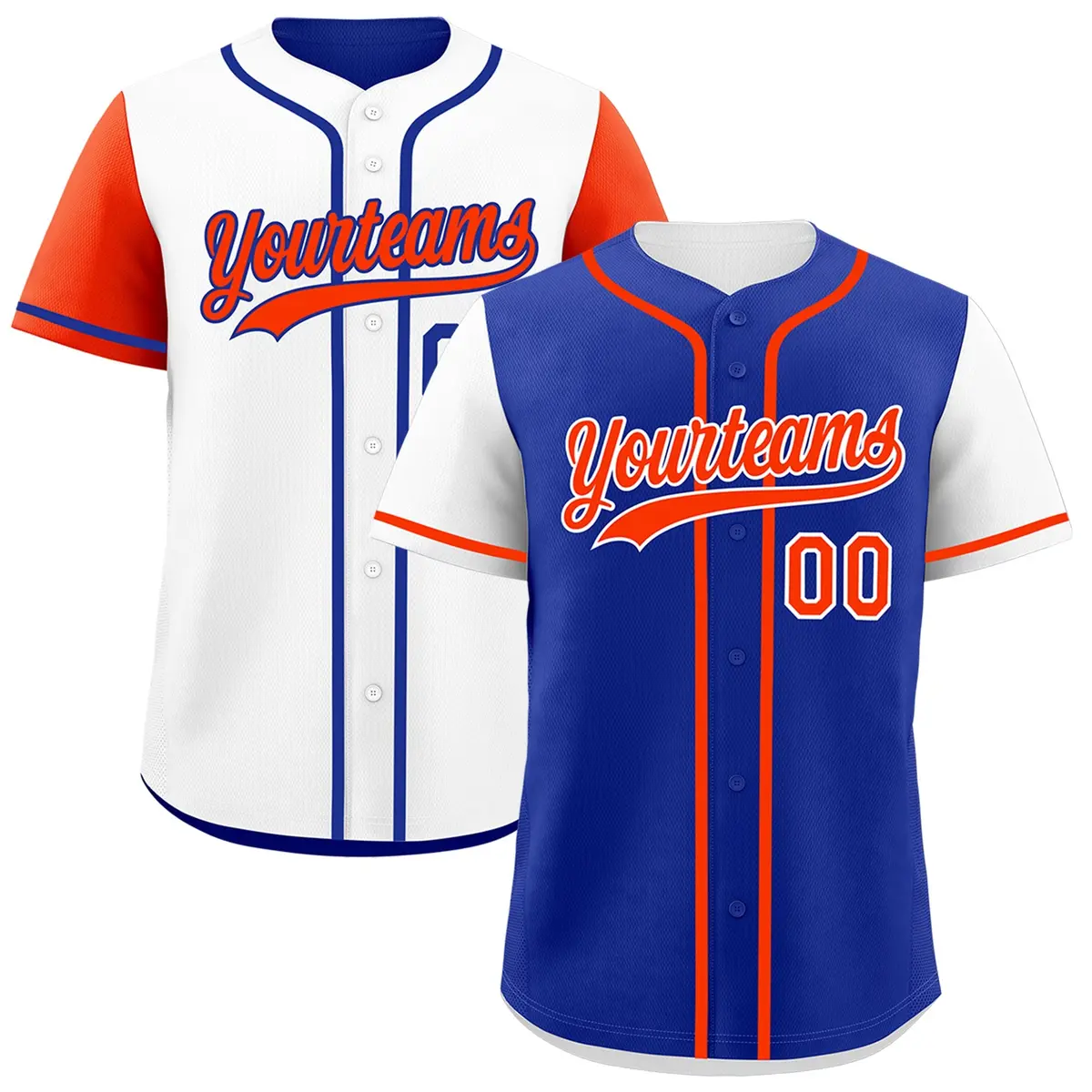 Royal Blue White Reversible Raglan Baseball Jersey
