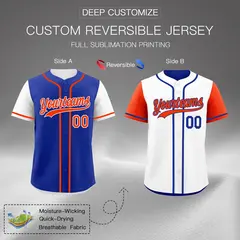 Royal Blue White Reversible Raglan Baseball Jersey 2