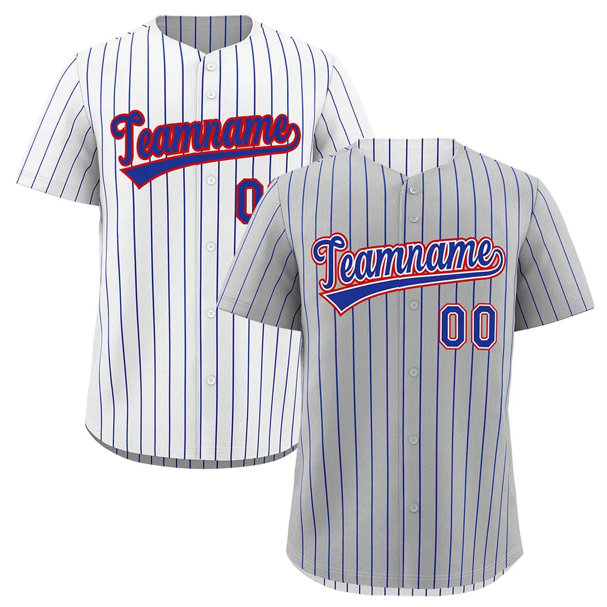 Royal Blue White Reversible Stripe Baseball Jersey