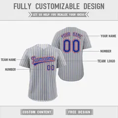 Royal Blue White Reversible Stripe Baseball Jersey 3