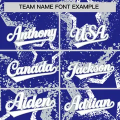 Royal Blue White Silver Graffiti Star Ink Baseball Jersey 3