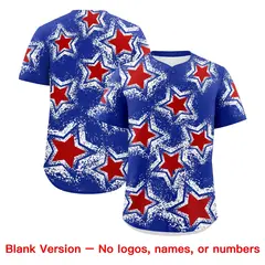 Royal Blue White Star Graffiti Baseball Jersey 8