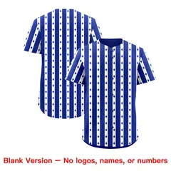Royal Blue White Thick Stripes Star Pattern Baseball Jersey 7