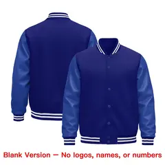 Royal Blue White Varsity Jacket Leather Sleeves Wrinkle-Resistant 6