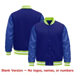 Royal Blue White Varsity Jacket Leather Sleeves Wrinkle-Resistant 6