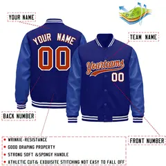 Royal Blue White Varsity Jacket Leather Sleeves Wrinkle-Resistant 2