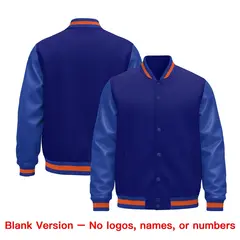 Royal Blue White Varsity Jacket Leather Sleeves Wrinkle-Resistant 6