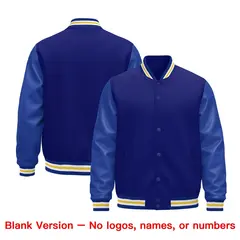 Royal Blue White Varsity Jacket Leather Sleeves Wrinkle-Resistant 6
