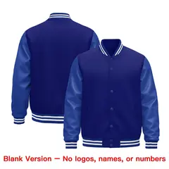 Royal Blue White Varsity Jacket Leather Sleeves Wrinkle-Resistant 6