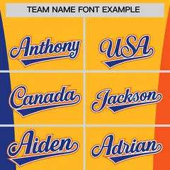 Royal Blue Yellow Orange Three-Color Block Varsity Letterman Jacket 3