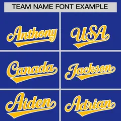 Royal Blue Yellow Side Camo Baseball Jersey 3