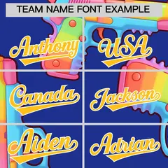 Royal Blue Yellow Sugar-Coated Firepower Graffiti Baseball Jersey 5