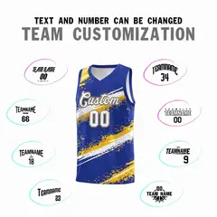 Royal Blue Yellow White Reversible Basketball Jersey Stellar Strike 2