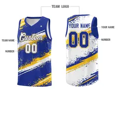 Royal Blue Yellow White Reversible Basketball Jersey Stellar Strike 4