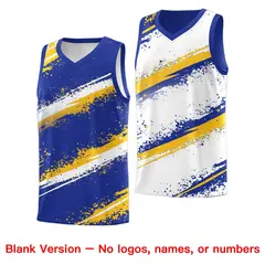 Royal Blue Yellow White Reversible Basketball Jersey Stellar Strike 7