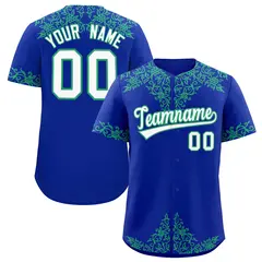 Royal Bright Green Baroque Style Baseball Jersey 1