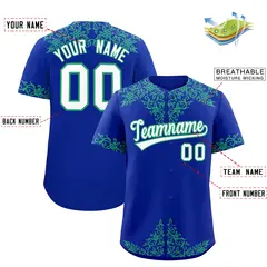Royal Bright Green Baroque Style Baseball Jersey 2