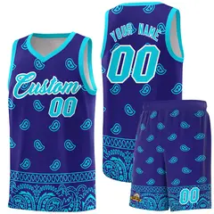 Royal Bright Green Cashew Pattern Basketball Uniform Jersey