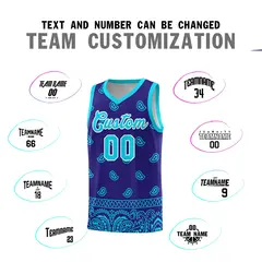 Royal Bright Green Cashew Pattern Basketball Uniform Jersey 11