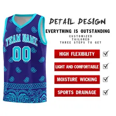 Royal Bright Green Cashew Pattern Basketball Uniform Jersey 16