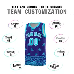 Royal Bright Green Cashew Pattern Basketball Uniform Jersey 18