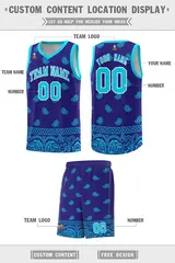 Royal Bright Green Cashew Pattern Basketball Uniform Jersey 19