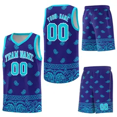 Royal Bright Green Cashew Pattern Basketball Uniform Jersey 20