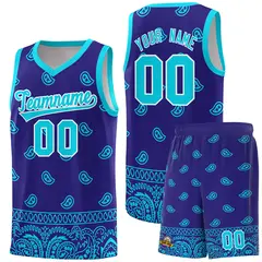 Royal Bright Green Cashew Pattern Basketball Uniform Jersey 22