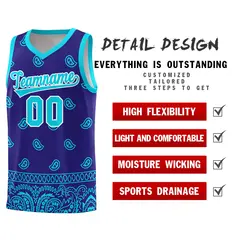 Royal Bright Green Cashew Pattern Basketball Uniform Jersey 23