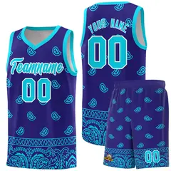Royal Bright Green Cashew Pattern Basketball Uniform Jersey 29