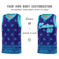 Royal Bright Green Cashew Pattern Basketball Uniform Jersey 3