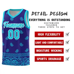 Royal Bright Green Cashew Pattern Basketball Uniform Jersey 30